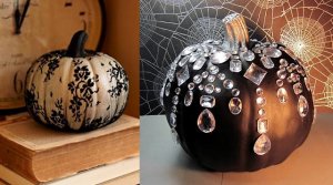 Halloween Decor  lace pumpkin in a stocking, bling pumpkin decorated with  crystals