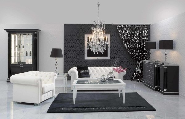 Inspiring-black-and-white-living-room-interior-design-ideas-white-armchair-black-carpet