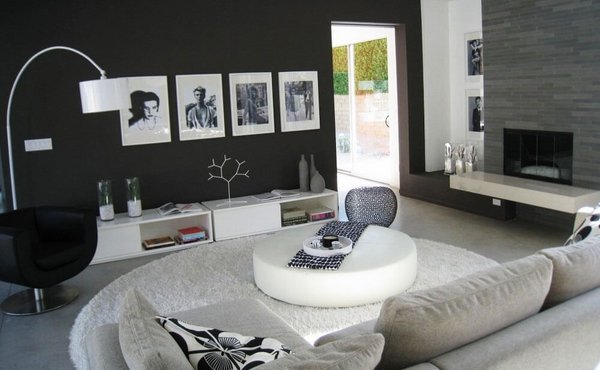 black-white-living-room-design-black-wall-color-white-coffee-table-gray-sofa