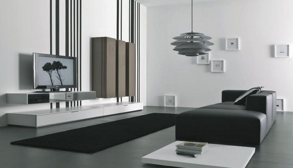 minimalist-black-white-living-room-black-sofa-carpet-white-wall-color